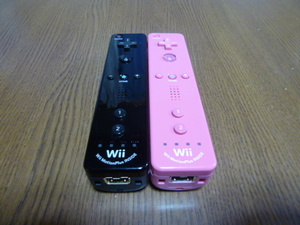 R98【即日配送 送料無料 動作確認済】Wiiリモコン　モーションプラス　2個セット　RVL-036　ピンク　ブラック　純正