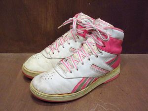 ビンテージ80's●Reebok レディースハイカットスニーカー 7●210403n5-w-snk-23cm KOREAリーボックシューズ古靴古着