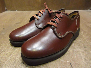  Vintage 70's*DEADSTOCK CITY CLUB plain tu shoes red tea 7D*210405n8-m-dshs-255cm 1970s dead stock leather shoes Work shoes 