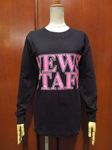 ビンテージ90's●DEADSTOCK NEWS STAFFプリント長袖Tシャツ黒size S●210425s3-m-lstsh古着コットンデッドストックトップスUSA製