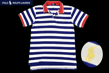 Y-1132★送料無料★Polo by Ralph Lauren ポロ ラルフローレン★正規品 ポニー刺繍 ボーダー ライン 鹿の子 半袖ポロシャツ 160cm_画像1