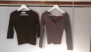 W026 OZOC　オゾック　長袖セーター　＆　七分丈セーター　2枚セット