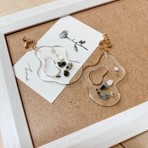 ゴールド イヤリング ピアス アクセサリー ハンドメイド パール ビーズ クリア ピアス ストーン 樹脂 レジン レディース