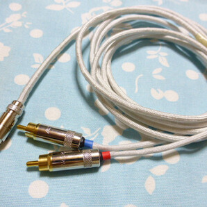 KANN CUBE miniXLR 5ピン → RCA ×2 ステレオ BELDEN 1804a ライン入力ケーブル 200cm 長め 白布スリーブ仕上げ (カスタム対応可)