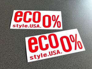 送料無料♪ eco 0% USA ステッカー お得2枚セット 赤色 アメ車 旧車 世田谷ベース ハーレー 昭和 OLD US