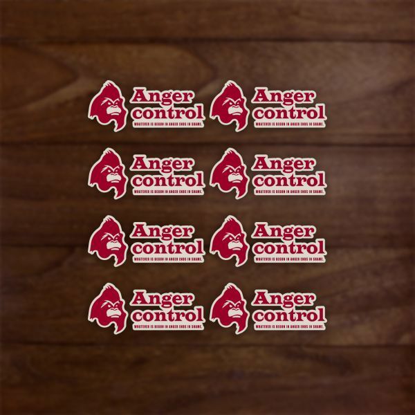 送料無料◆Anger control アンガーコントロール シールステッカー◆レッド｜6.5×2.85cm｜8枚セット｜超防水 UVカット 屋外使用可【S149】