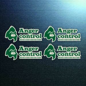 送料無料◆Anger control アンガーコントロール シールステッカー◆グリーン｜10×4.4cm｜4枚セット｜超防水 UVカット 屋外使用可【S149】