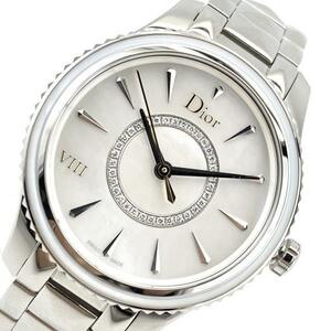 美品 Dior ディオール CD152110M004 VIII Montaigne モンテーニュ レディース 腕時計 クオーツ シェル文字盤 ダイヤ ステン 管理RY21001408