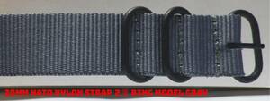 20MM NATO military nylon belt new goods gray NATO type tail pills black * ring 