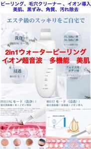 新品★超音波 2in1ウォーターピーリング イオン導入出 超音波 多機能 美肌