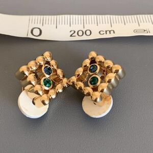  Nina Ricci NINA RICCI earrings rhinestone color stone accessory Gold Vintage 