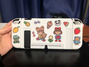 任天堂switch スイッチ保護ケース かわいいシール付き 白色
