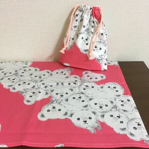 くまピンク　給食袋 巾着ランチョンマットセット 　　☆☆☆入園入学準備☆☆☆ ハンドメイド