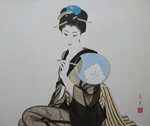 Art hand Auction Tatsumi Shimura Akashi, Rare/difficile à obtenir, édition limitée, Peinture de belle femme, Les quatre saisons du Japon, Style Edo, été, Tatsumi Shimura, Envoi encadré et offert à nouveau prix, ouvrages d'art, peinture, portrait