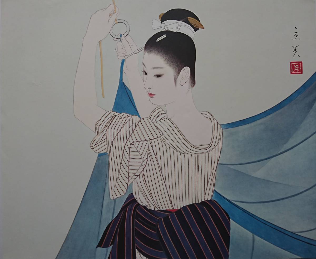 Tatsumi Shimura Kaya, Rare and hard to find, Limited edition, Portrait of a beautiful woman, The Four Seasons of Japan, The Essence of Edo, summer, Tatsumi Shimura, Framed in a new frame, free shipping, Artwork, Painting, Portraits