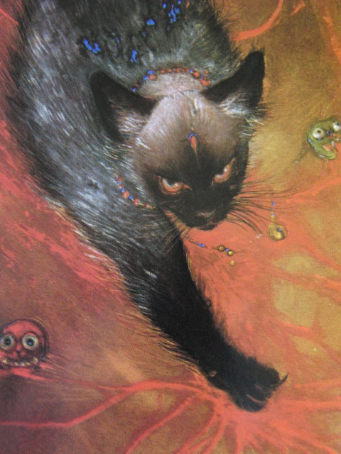 Yoshitaka Amano, Angst vor Katzen, Aus einer seltenen Kunstsammlung, Neuer hochwertiger Rahmen, Mattes Gestell inklusive, Kostenloser Versand, Malerei, Ölgemälde, Porträts