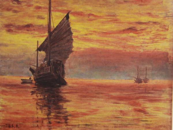 शिगेरु आओकी, सूर्यास्त महासागर, एक दुर्लभ बड़े प्रारूप संग्रह से, नया उच्च गुणवत्ता वाला फ्रेम, मैट फ्रेम शामिल, मुफ़्त शिपिंग, चित्रकारी, तैल चित्र, प्रकृति, परिदृश्य चित्रकला