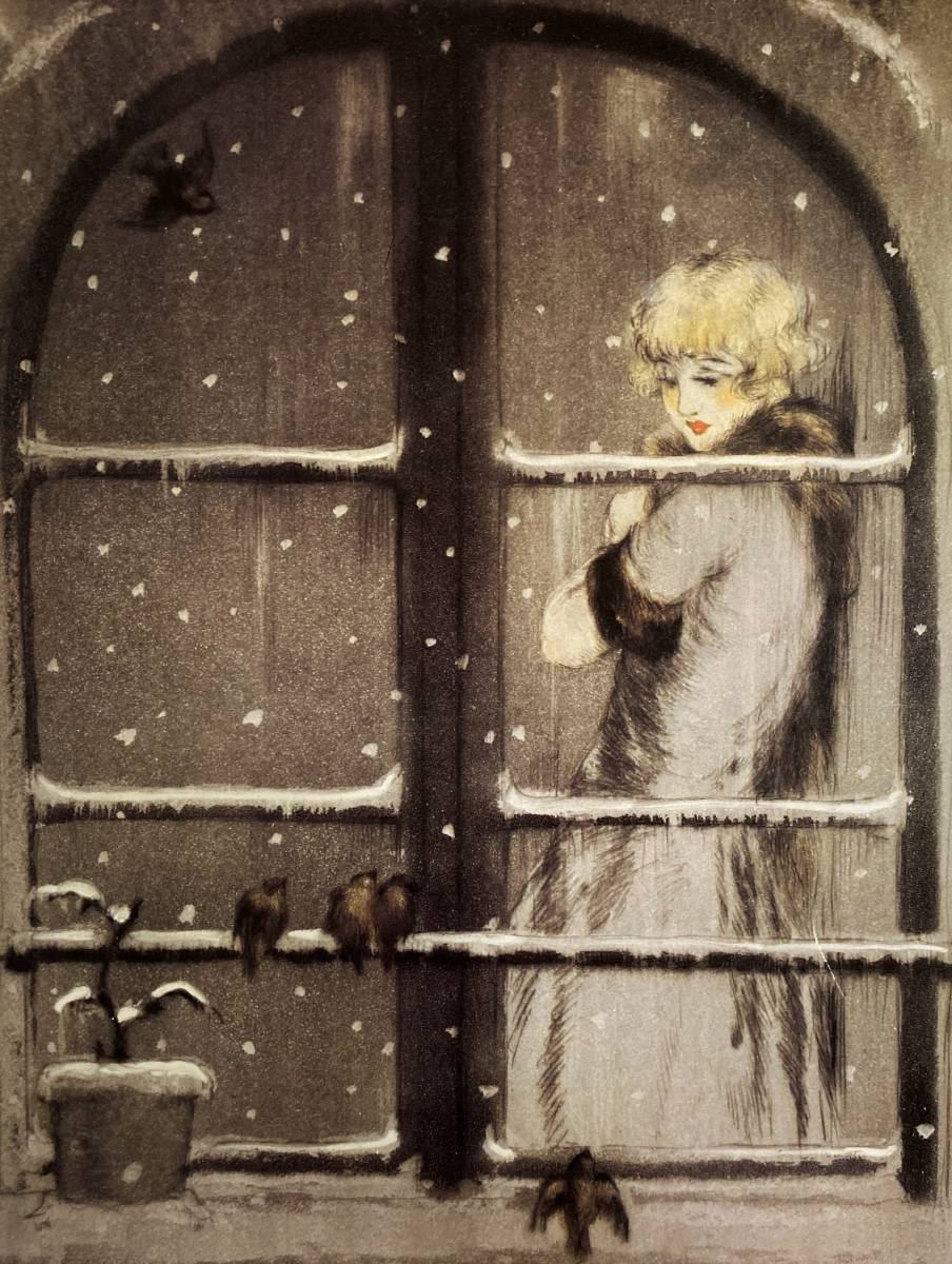 路易斯·伊卡德, 四个季节/冬季, 来自一本罕见的限量版艺术书, 新型高档车架, 哑光框, 含邮费, 路易丝·艾卡特, 艺术品, 绘画, 肖像