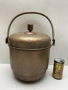 # old steamer .. saucepan diameter approximately 21. copper made metalwork goods Showa Retro antique old tool 