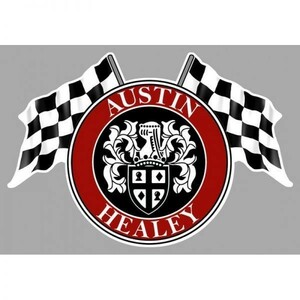 海外j 送料無料 オースチンヒーレー AUSTIN HEALEY チェッカーフラッグ 75mm ステッカー