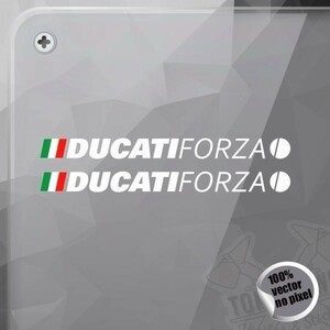 海外t 送料無料 ドゥカティ DUCATI FORZA イタリア White 150mm 2枚セット ステッカー デカール シール