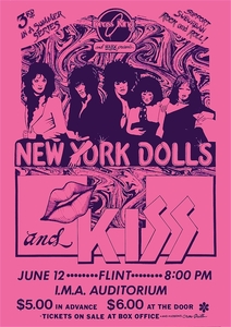 ポスター★ニューヨーク・ドールズ＆キッス（New York Dolls&KISS）1974 ミシガン★ジョニー・サンダース/パンク