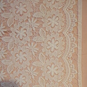 花柄 綿系ケミカル刺繍レース生地 ホワイト 生地巾約85cm×50cm