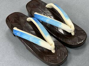  new pattern! yukata . cotton. kimono * pongee .* tradition. sickle . carving. dressing up .. geta ( blue bokashi . pine leaf pattern. nose .| made in Japan )