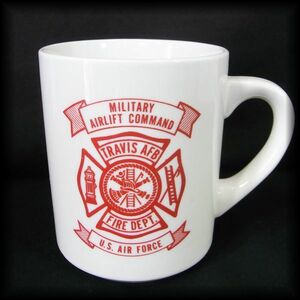 VINTAGE FIRE DEPT MUG MILITARY AIRLIFT COMMAND TRAVIS AFB FIRE DEPT. U.S. AIR FORCE 消防 マグカップ No 21