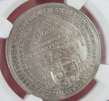 【アート】神聖ローマ帝国 1682 ザルツブルク 1/2ターラー銀貨 NGC UNC DETAILS オーストリア フリーメーソン_画像5