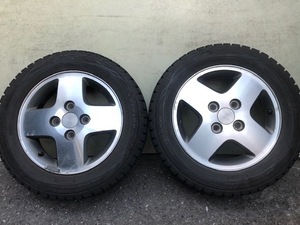 ワゴンR純正アルミガンメタポリッシュ 155/65R13 バリ山スタッドレスダンロップ WM01ラパンアルトセルボキャロルモコピノエブリイキャリイ