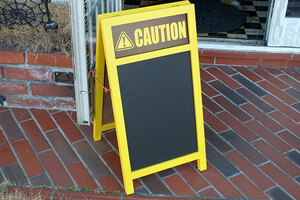  wooden signboard black board CAUTION/DANGER yellow 