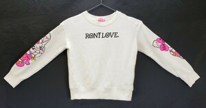 oc0042 □ 中古 ● RONI ロニィ トレーナー SM オフホワイト 白 ロニィちゃん ラメ 可愛い 綿１００％ 春 秋 冬 厚手 柔らか お洒落 訳あり