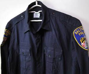 古着●アメリカ警察 長袖シャツ ボルチモア 17.5-35 2XL相当 左胸ポケットの縫い付け少しほどけ xwp
