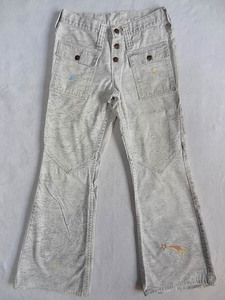  Vintage WRANGLER Wrangler редкий 70S общий рисунок месяц звезда космос принт втулка bell низ flare pants ботинки cut белый белый редкость 