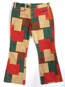  Vintage LEVIS Levi's 70S big E molding s gold patchwork print bell bottom flair boots cut pants 646 684 multi color 