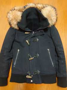 SHELLAC shellac raccoon fur duffle coat reverse side boa black 44