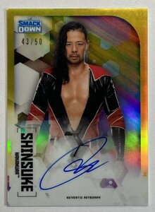 【50枚限定】中邑真輔直書きサイン 2020 Topps WWE Smack Down Gold Refractor Auto