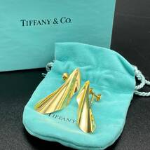 【送料無料】 希少 美品 Tiffany&Co. ヴィンテージ ティファニー イエロー ゴールド ウィング イヤリング 750 K18 羽 翼 フェザー TX1_画像3