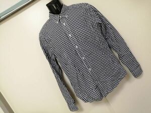 kkaa876 ■ GAP ■ シャツ トップス 長袖 ボタンダウン ギンガムチェック コットン 紺×白 ネイビー S