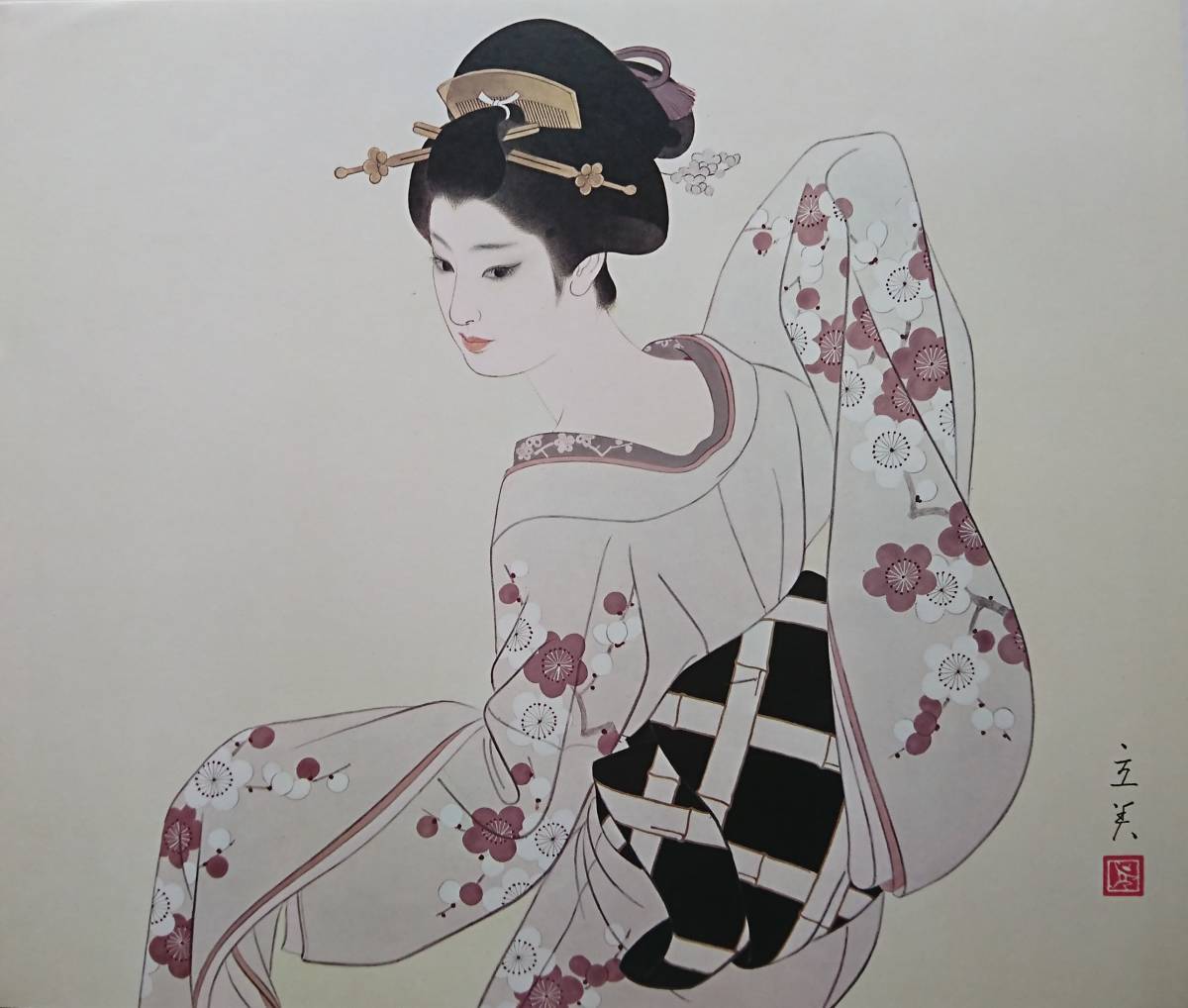 Tatsumi Shimura Primavera, Raro/difícil de conseguir, edición limitada, Hermosa mujer pintando, Las cuatro estaciones de Japón, primavera, Tatsumi Shimura, Enmarcado y envío gratis a nuevo precio., obra de arte, cuadro, retrato