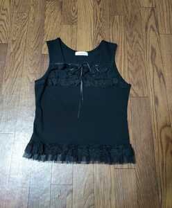  guarantee Lee Visconti camisole tops no sleeve black lace ribbon ga- Lee adult pretty inner also 