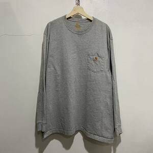 ☆送料無料☆Carhartt☆胸ポケット長袖Tシャツ☆グレー☆XXL☆ロンT☆