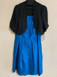パーティドレス　ブルー×ブラック　ワンピースセット　13号 【TT399】