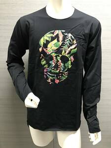 Настоящий новый Lucien Pellat-Finet Lucian Pellafine natualskull Longsleevet Shirt Футболка с длинным рукавом EVH1954 Black M