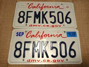 カリフォルニアナンバープレート 2019 8FMK506 USDM stance truckin lowrider 北米 アメリカ ライセンス フレーム ペア