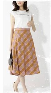  new goods unused NATURAL BEAUTY BASIC flax . check skirt! orange s size 