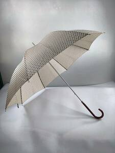 NU0061●【SALE】Yves Saint Laurent イヴサンローラン 雨傘 女性用 中古美品　クリーム色ドット柄