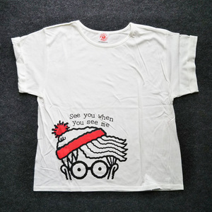 ウォーリー Tシャツ Mサイズ 白系 ホワイト クルーネック 丸首 半袖 コットン ウォーリーを探せ WHERE’S WALLY 未使用に近い