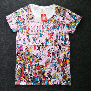  unused War Lee M size total pattern crew neck ound-necked short sleeves cotton War Lee ...WHERE'S WALLY